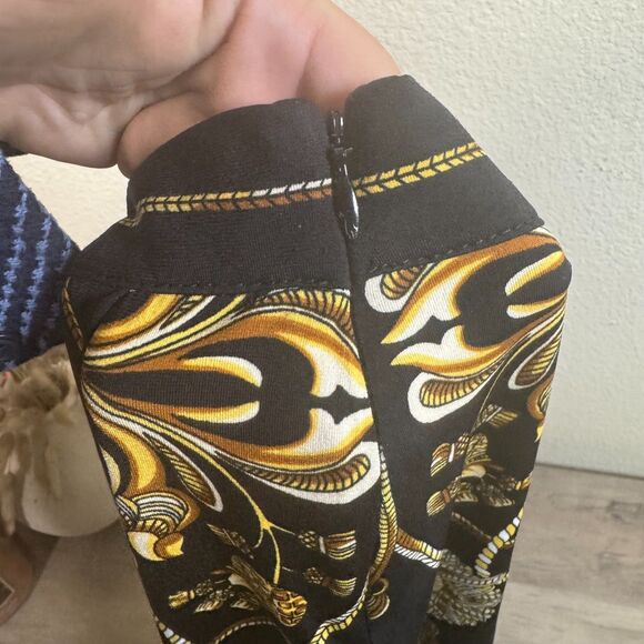 Vintage Cache Faux Wrap Mini Skirt Size 4 Retro Y2k Tassel Rope Print Baroque - Picture 6 of 7